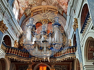 baroque organ with moving figures live concerts in the church Marian sanctuary Jesuit monastery in ÃÅ¡wiÃâ¢ta Lipka Masuria Poland